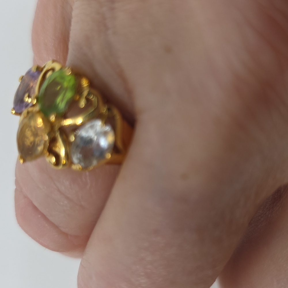 Host Pick Incredible Rare Victoria Wieck Peridot Amethyst Topaz Citrine Ring - Picture 7 of 9